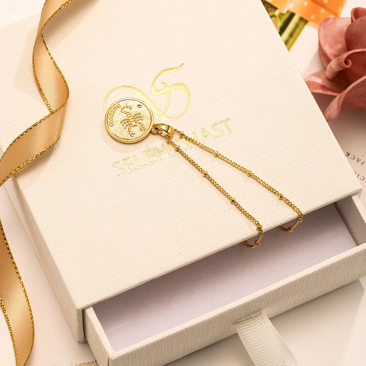 Scorpio Constellation Coin Pendant Necklace sold by Selenichast product image thumbnail 5