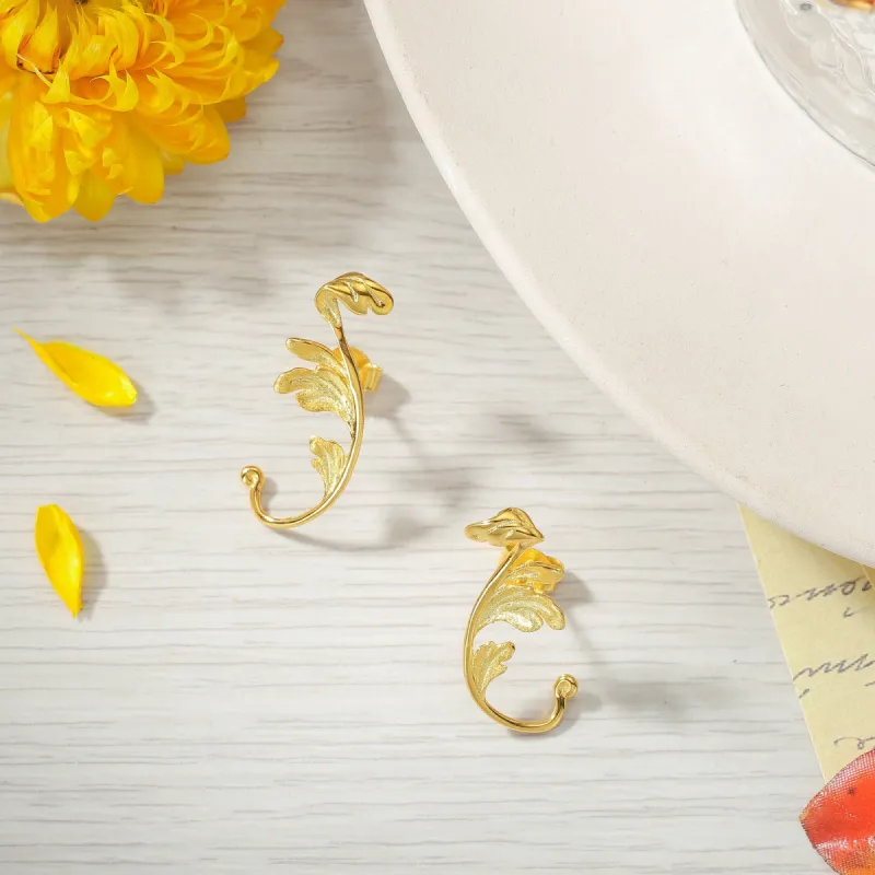Carved Acanthus Leaf Earrings sold by Selenichast
