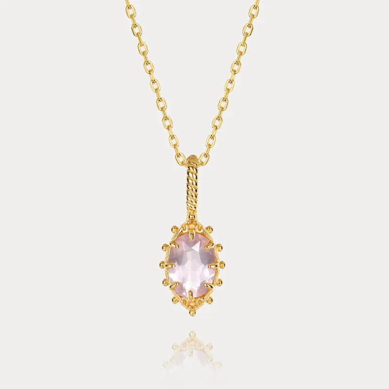 Gold Rose Quartz Necklace sold by Selenichast