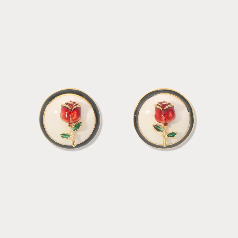 Rose Enamel Earrings sold by Selenichast