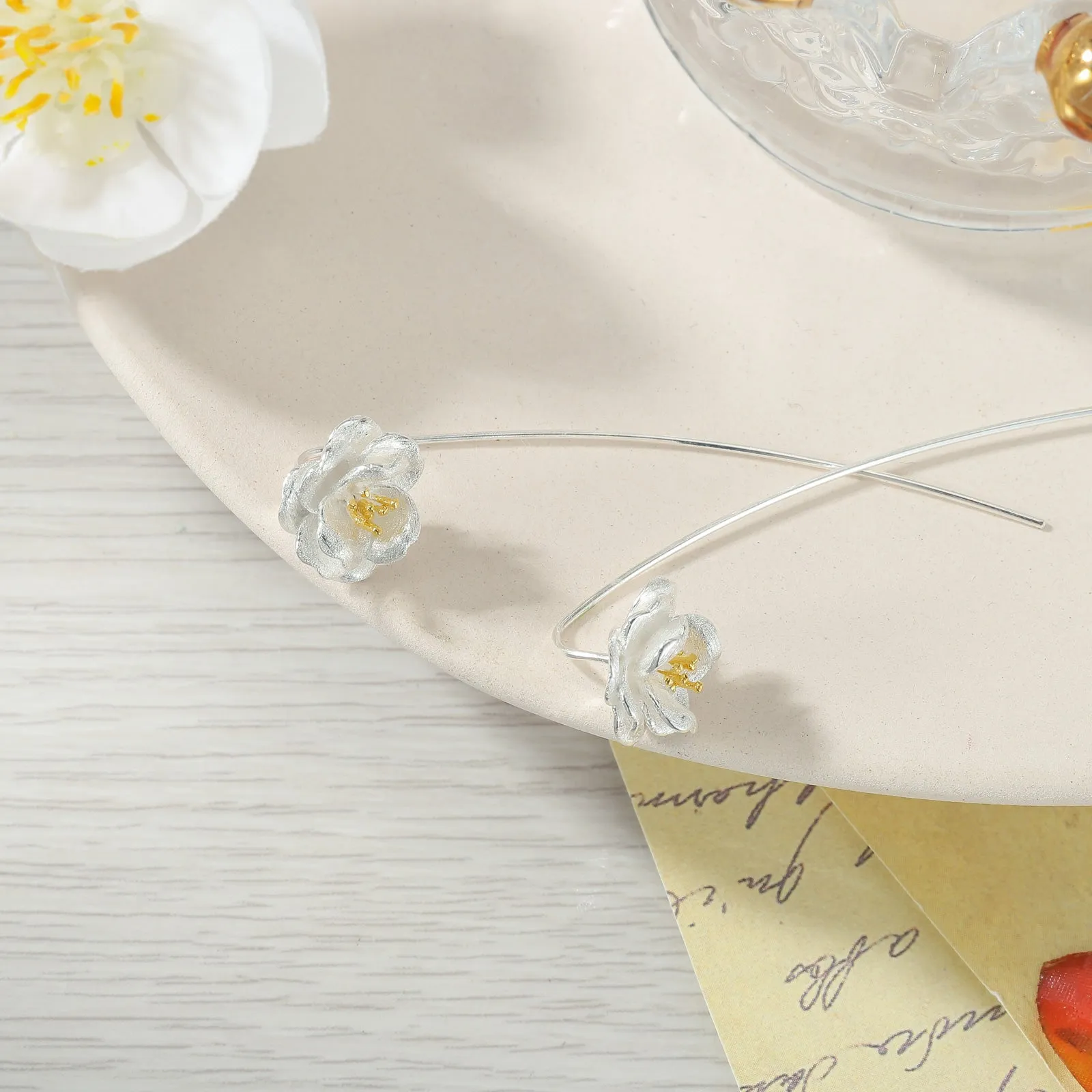 Camellia Hook Earrings sold by Selenichast product image thumbnail 3