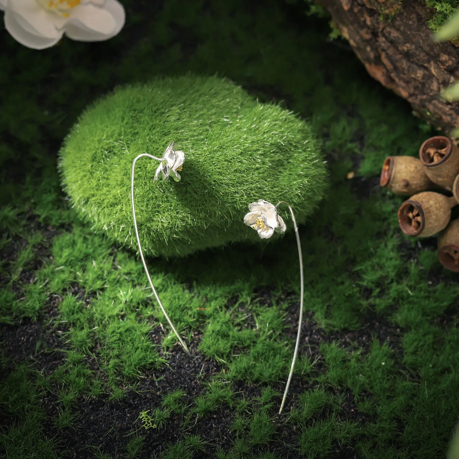 Camellia Hook Earrings sold by Selenichast product image thumbnail 2