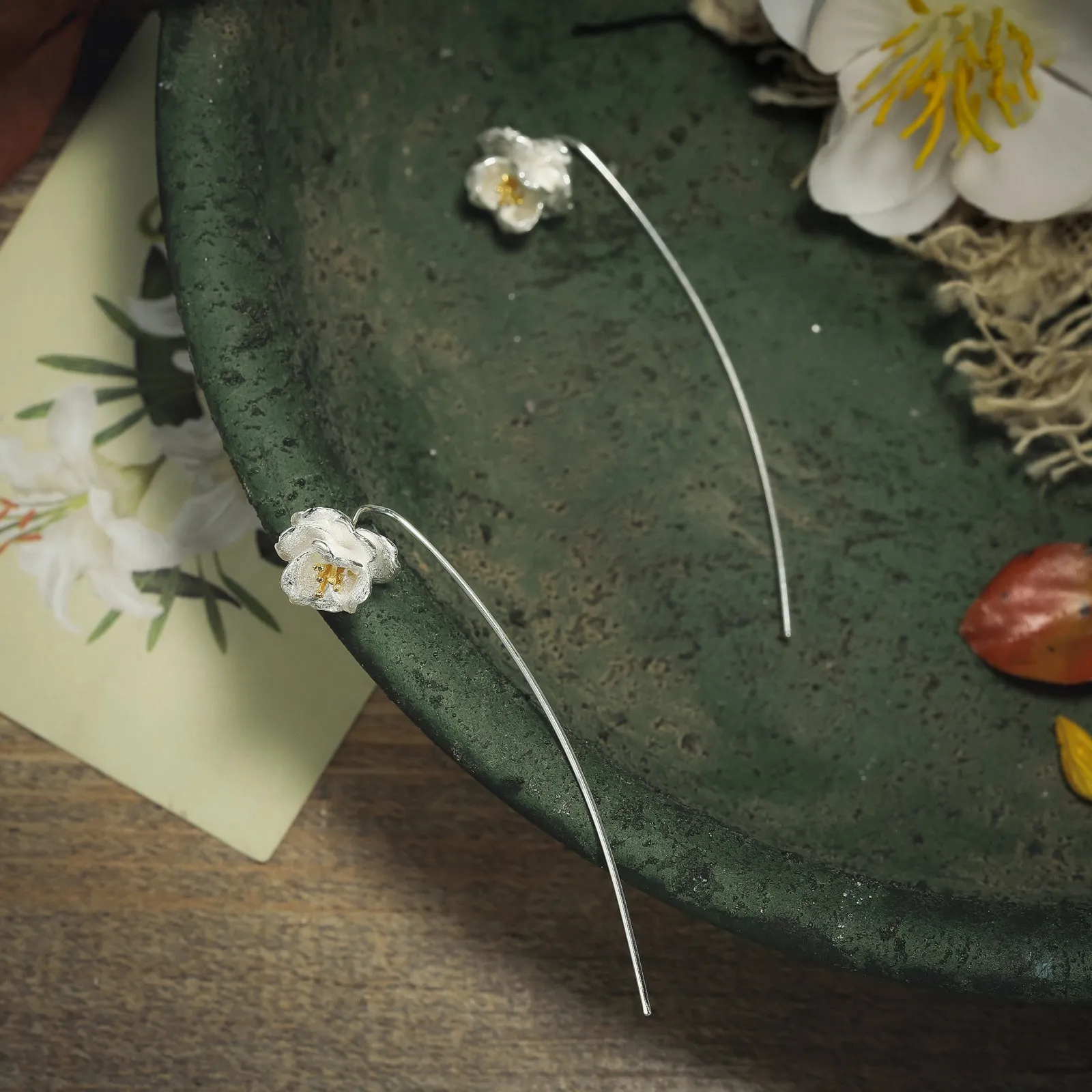 Camellia Hook Earrings sold by Selenichast product image thumbnail 4