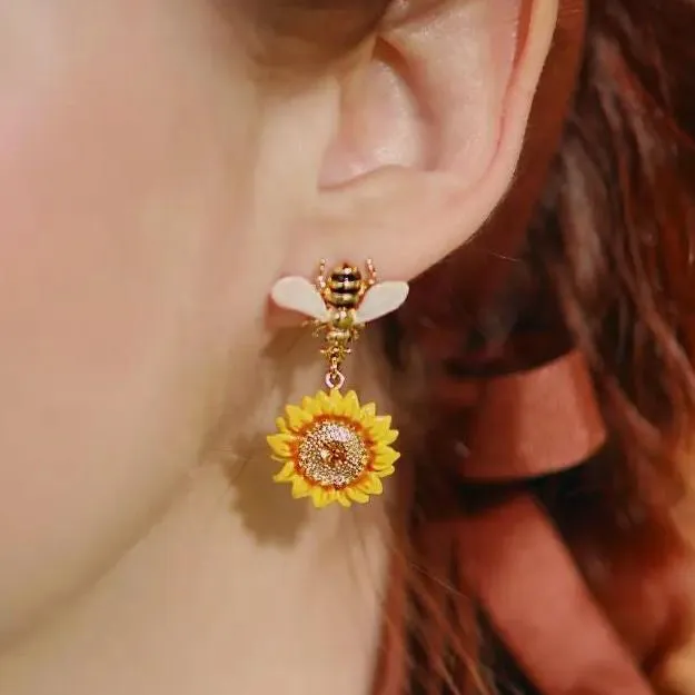 Sunflower & Bee Earrings sold by Selenichast