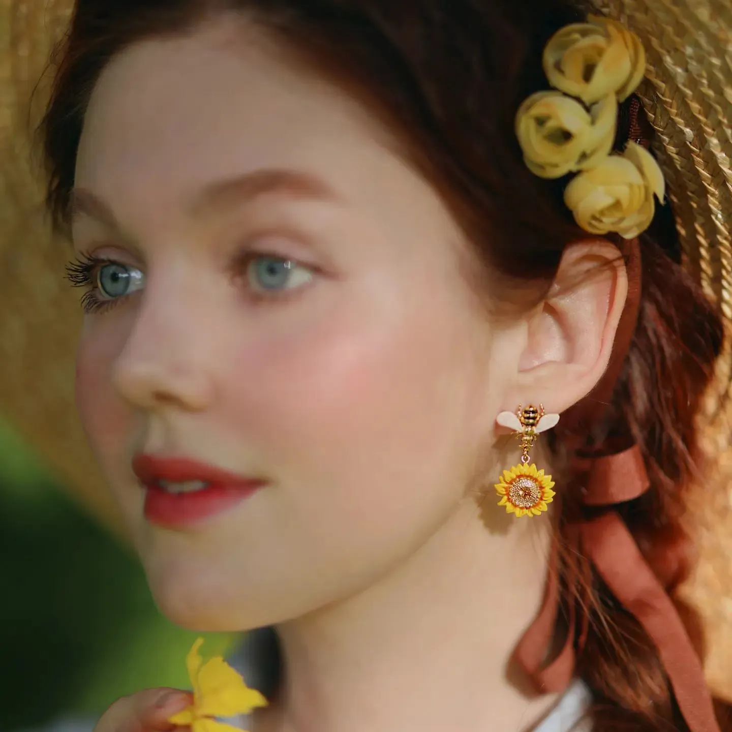 Sunflower & Bee Earrings sold by Selenichast product image thumbnail 3