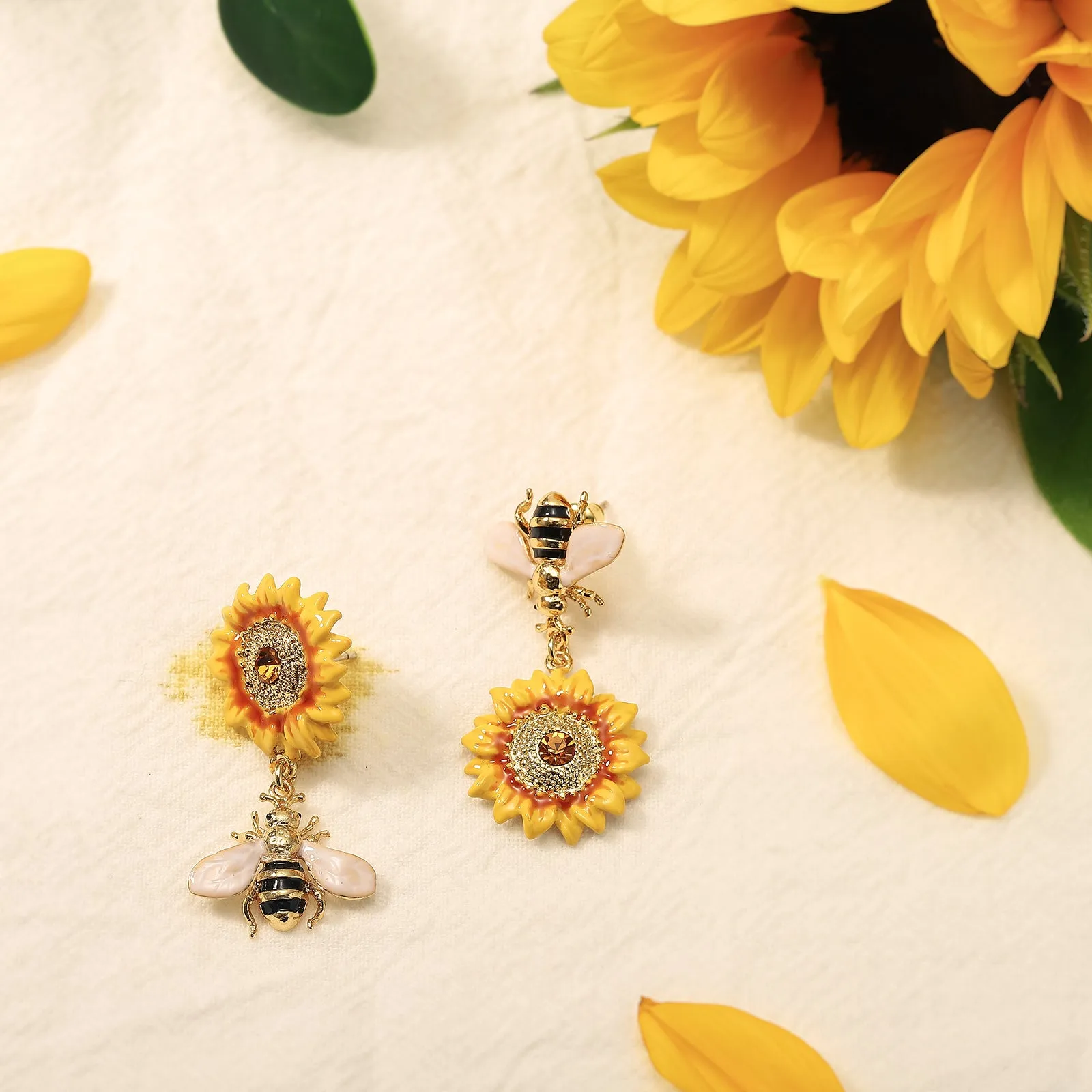 Sunflower & Bee Earrings sold by Selenichast product image thumbnail 4