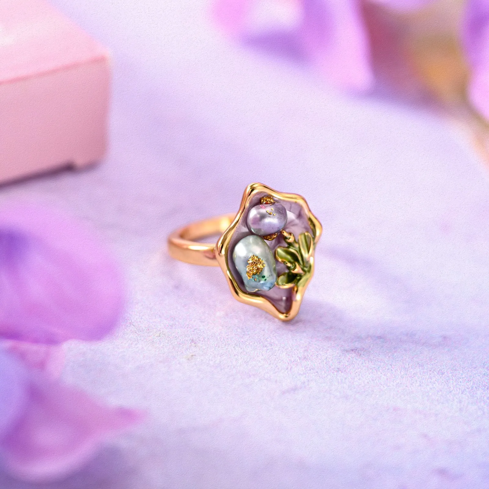 Purple Pearl Tulip Flower Ring sold by Selenichast product image thumbnail 2