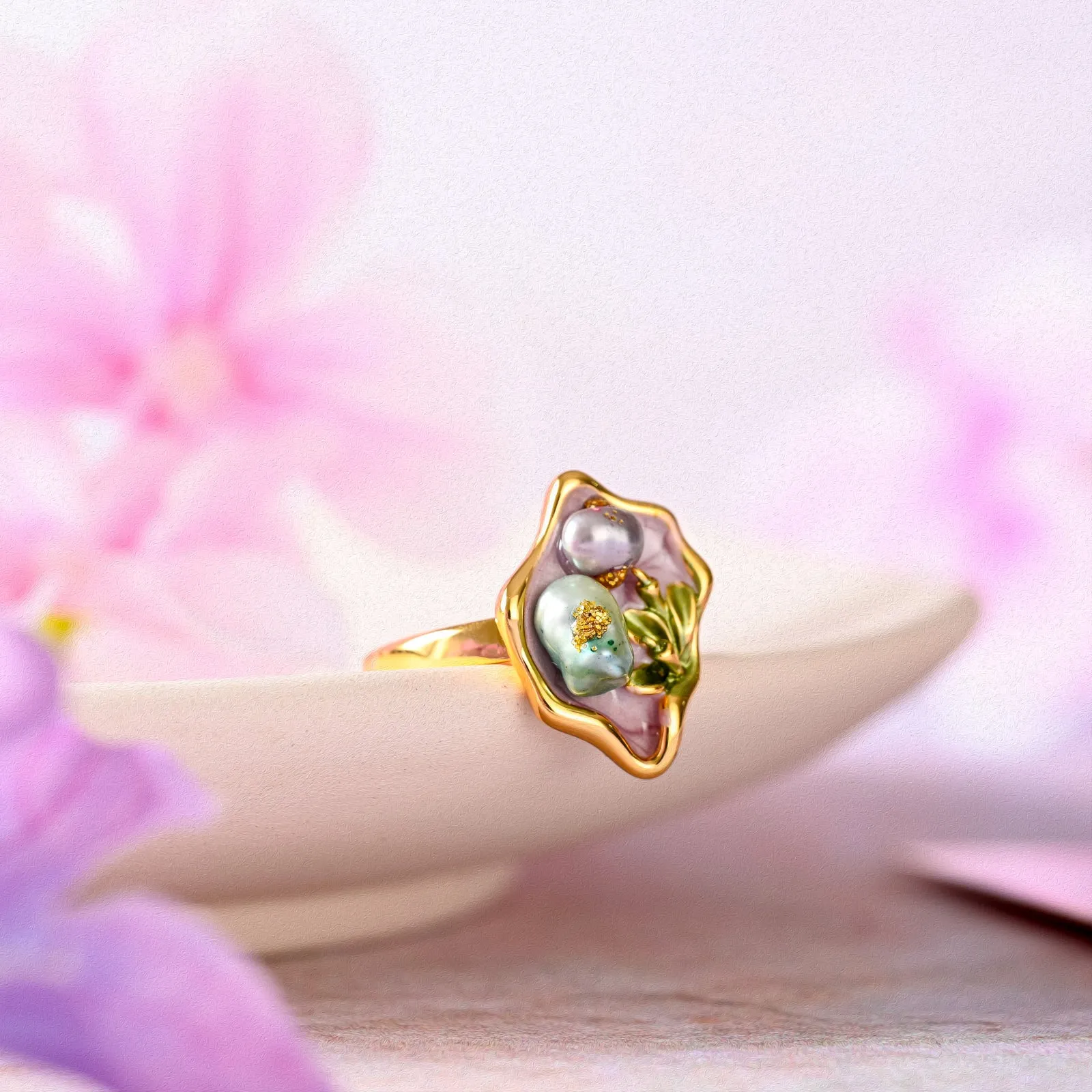 Purple Pearl Tulip Flower Ring sold by Selenichast product image thumbnail 3
