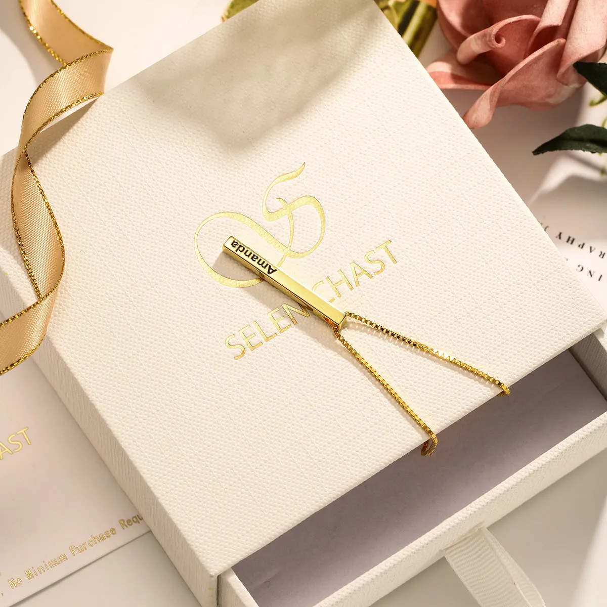 Slender Engraved 3D Bar Name Necklace sold by Selenichast product image thumbnail 4