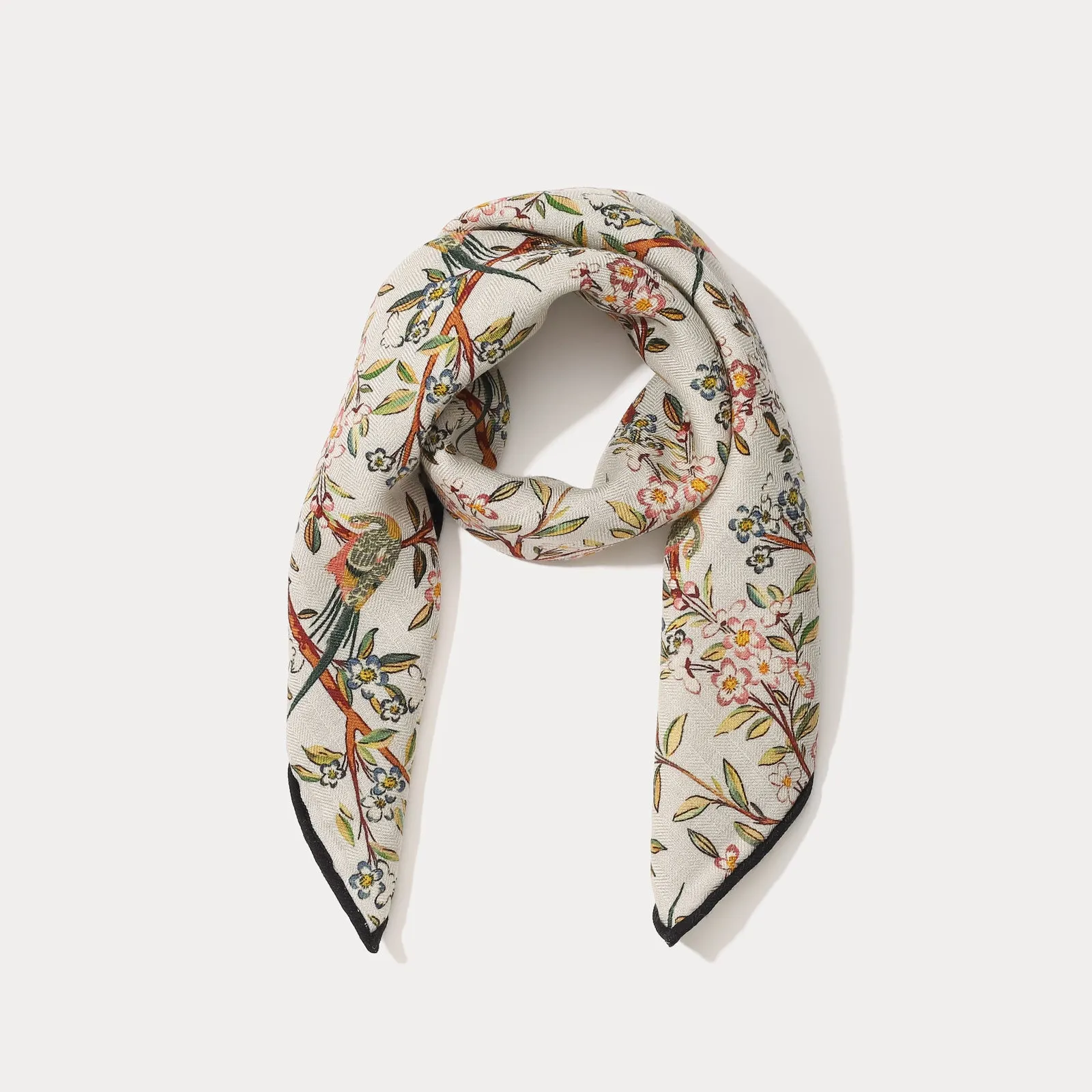 Parrot & Flower Pattern Cashmere Scarf sold by Selenichast product image thumbnail 2