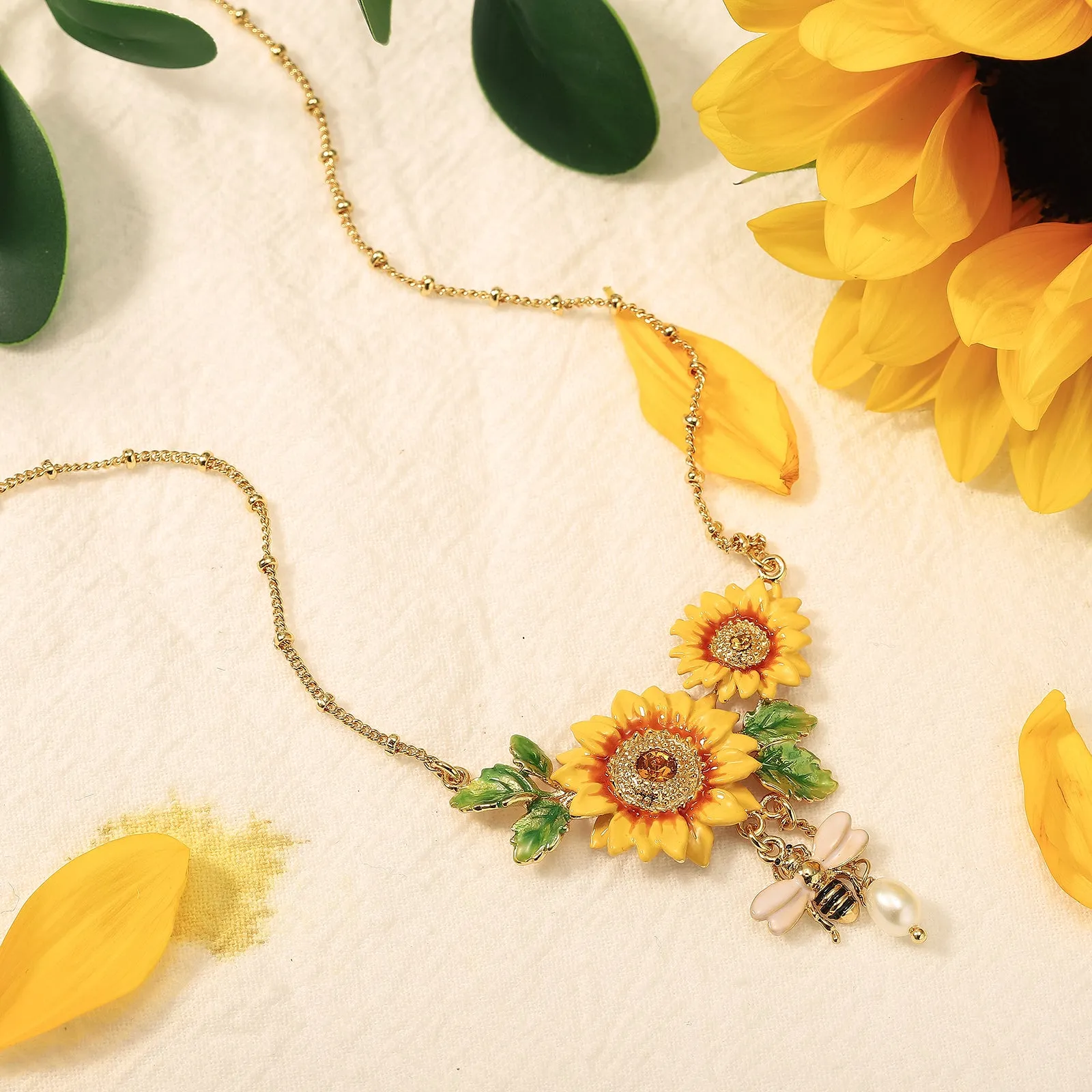 Sunflower & Bee Necklace sold by Selenichast product image thumbnail 5