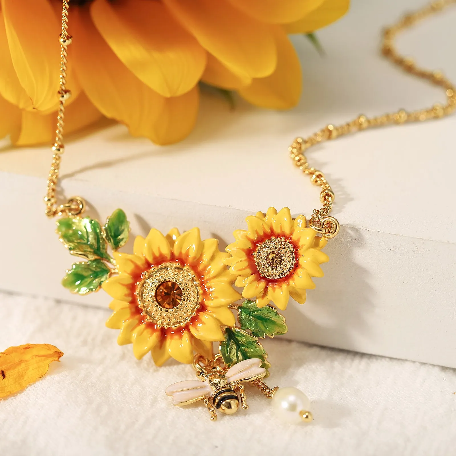 Sunflower & Bee Necklace sold by Selenichast product image thumbnail 3