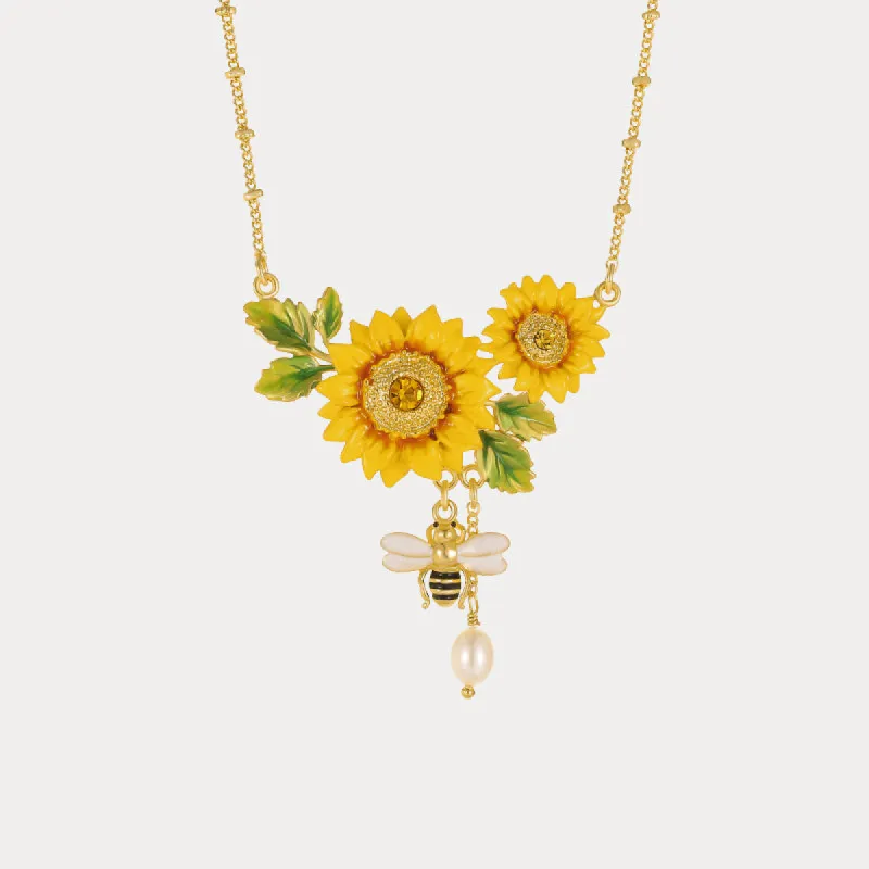 Sunflower & Bee Necklace sold by Selenichast