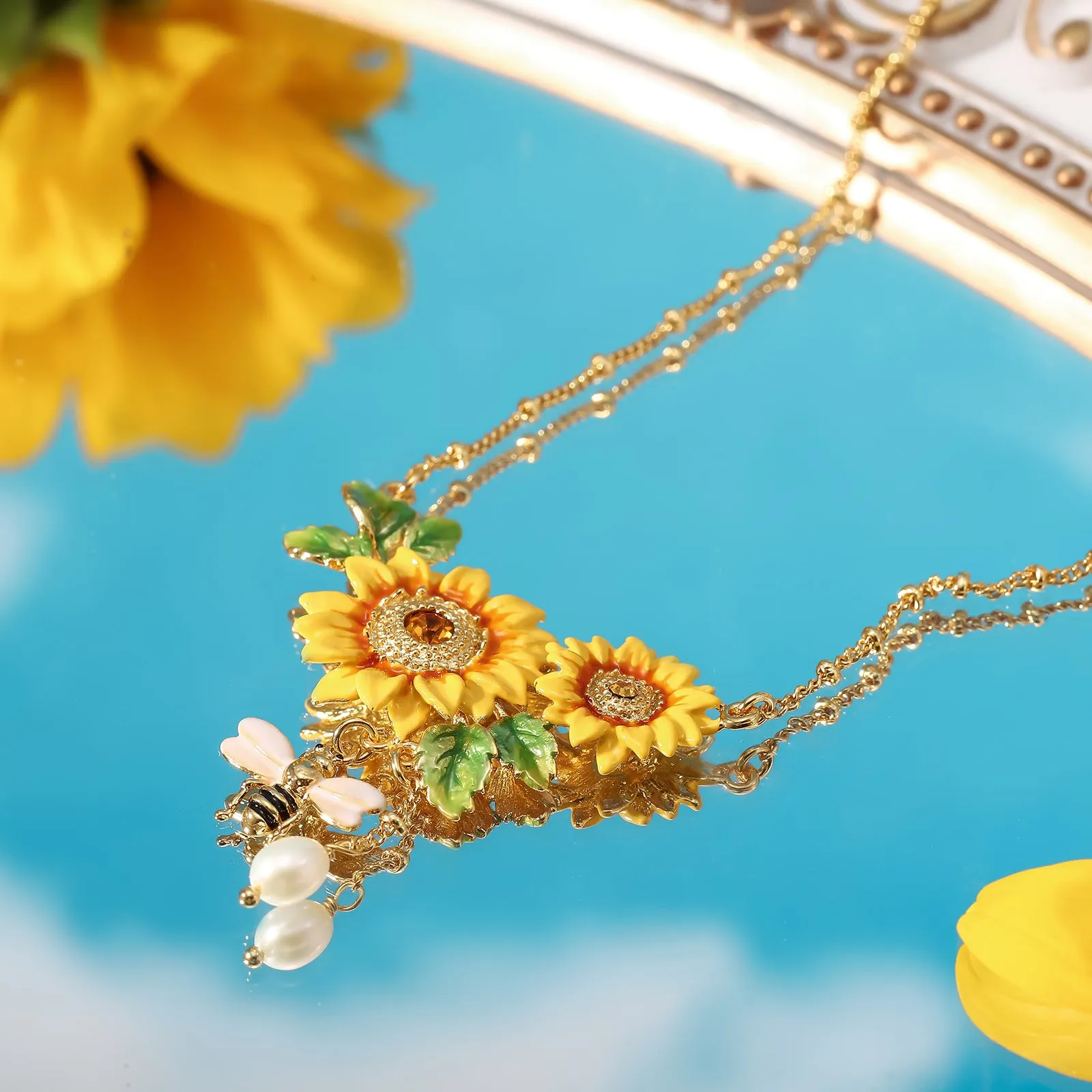 Sunflower & Bee Necklace sold by Selenichast product image thumbnail 4