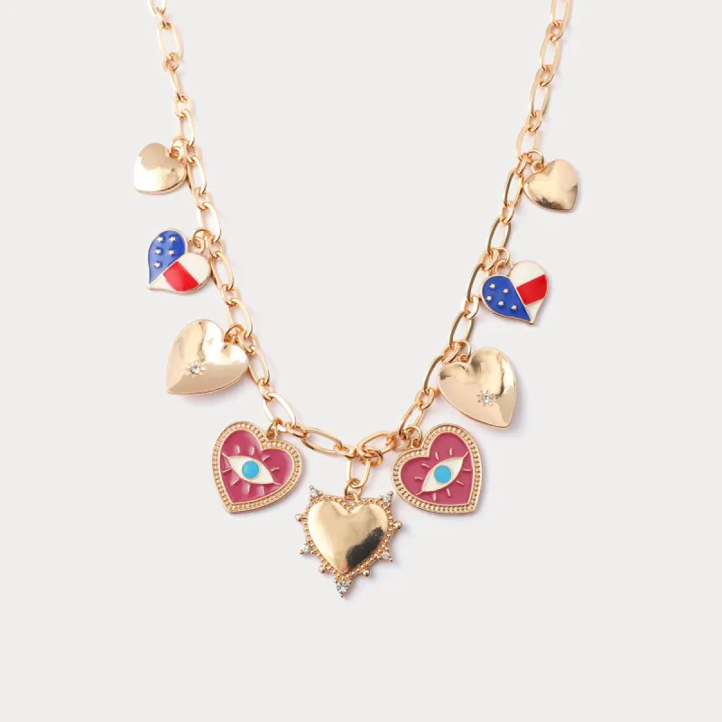 Evil Eye Heart Charm Necklace sold by Selenichast