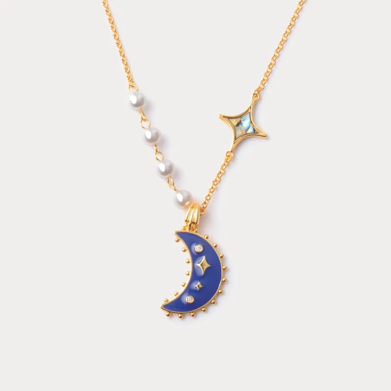 Blue Crescent Moon Necklace sold by Selenichast