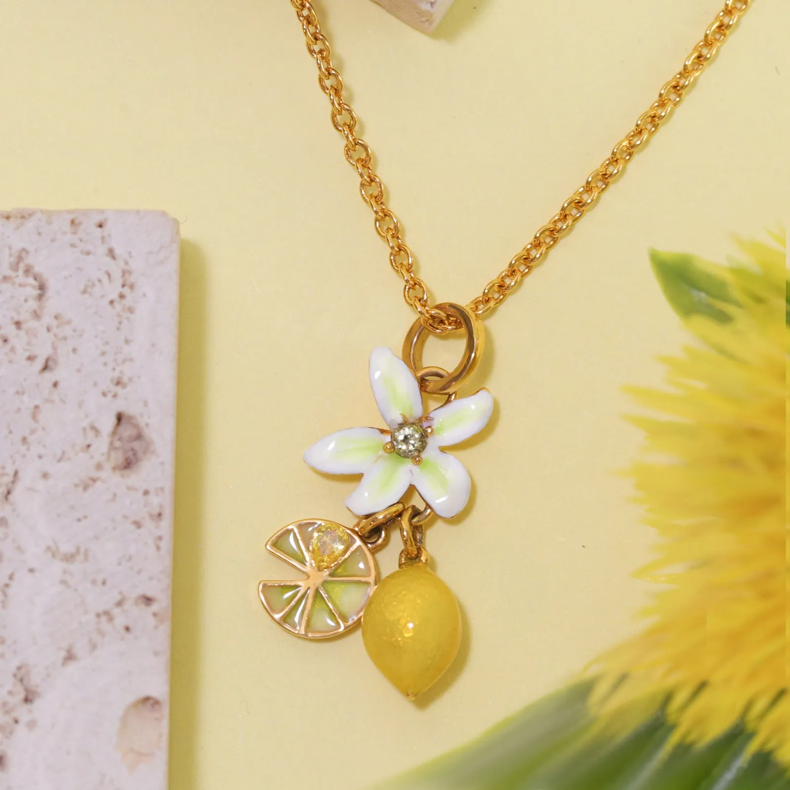 Flower Lemon Pendant Necklace sold by Selenichast product image thumbnail 3