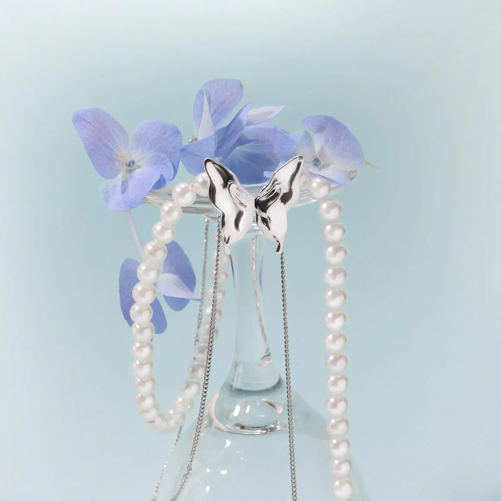 Silver Pearl Butterfly Necklace sold by Selenichast