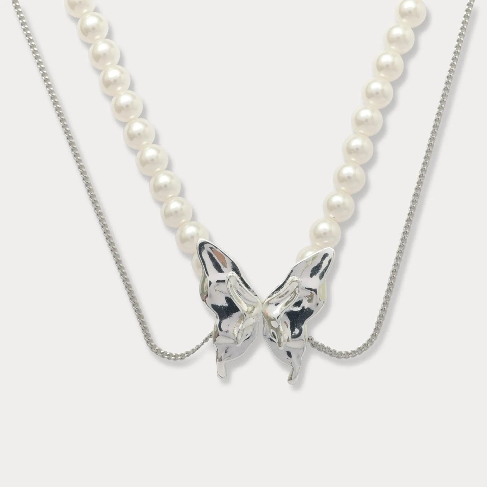 Silver Pearl Butterfly Necklace sold by Selenichast product image thumbnail 2