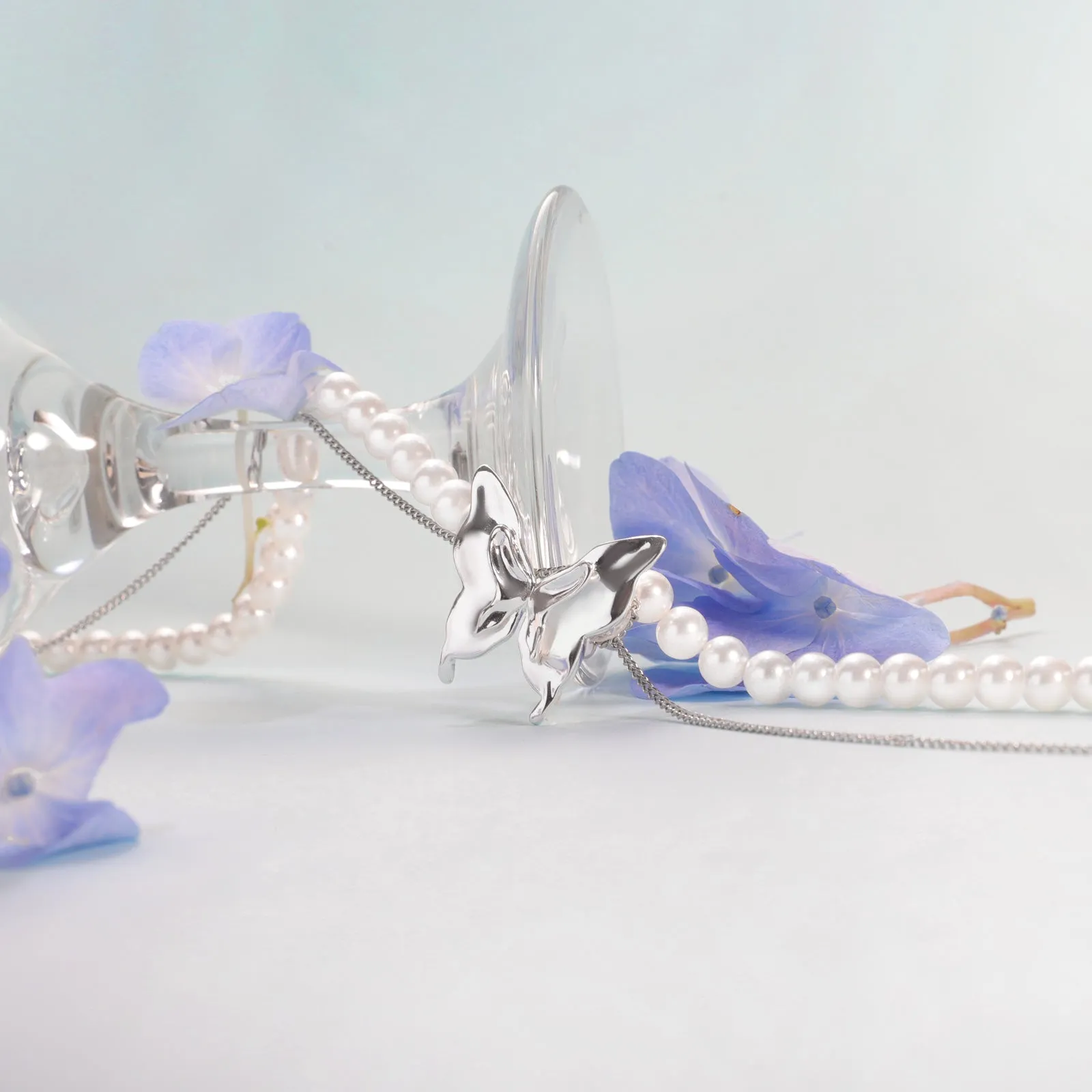 Silver Pearl Butterfly Necklace sold by Selenichast product image thumbnail 3