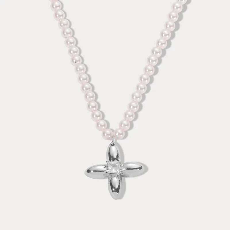 Pearl Cross Necklace sold by Selenichast