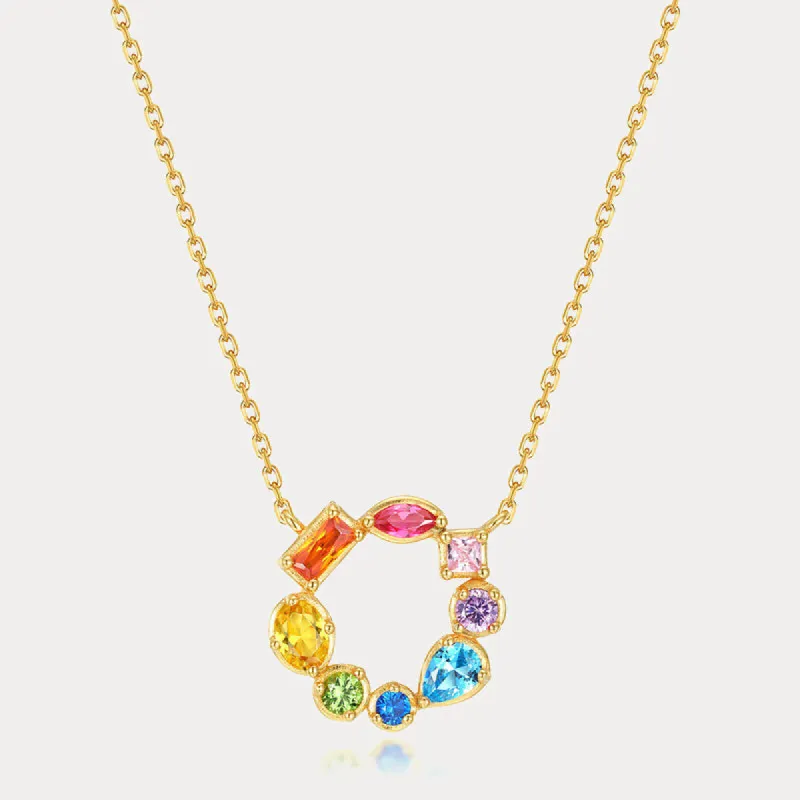 Rainbow Circle Necklace sold by Selenichast