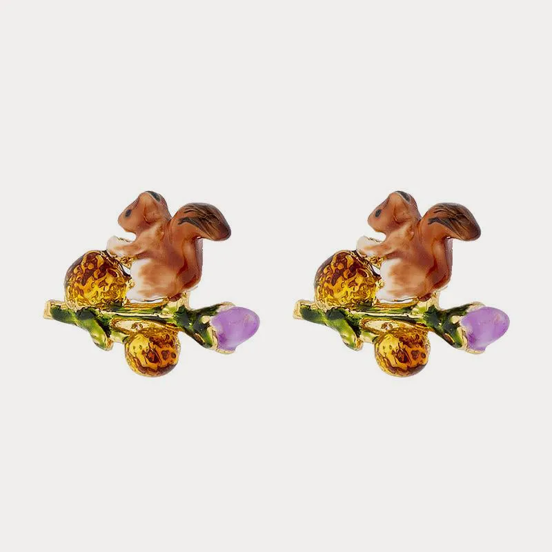 Squirrel Enamel Earrings sold by Selenichast