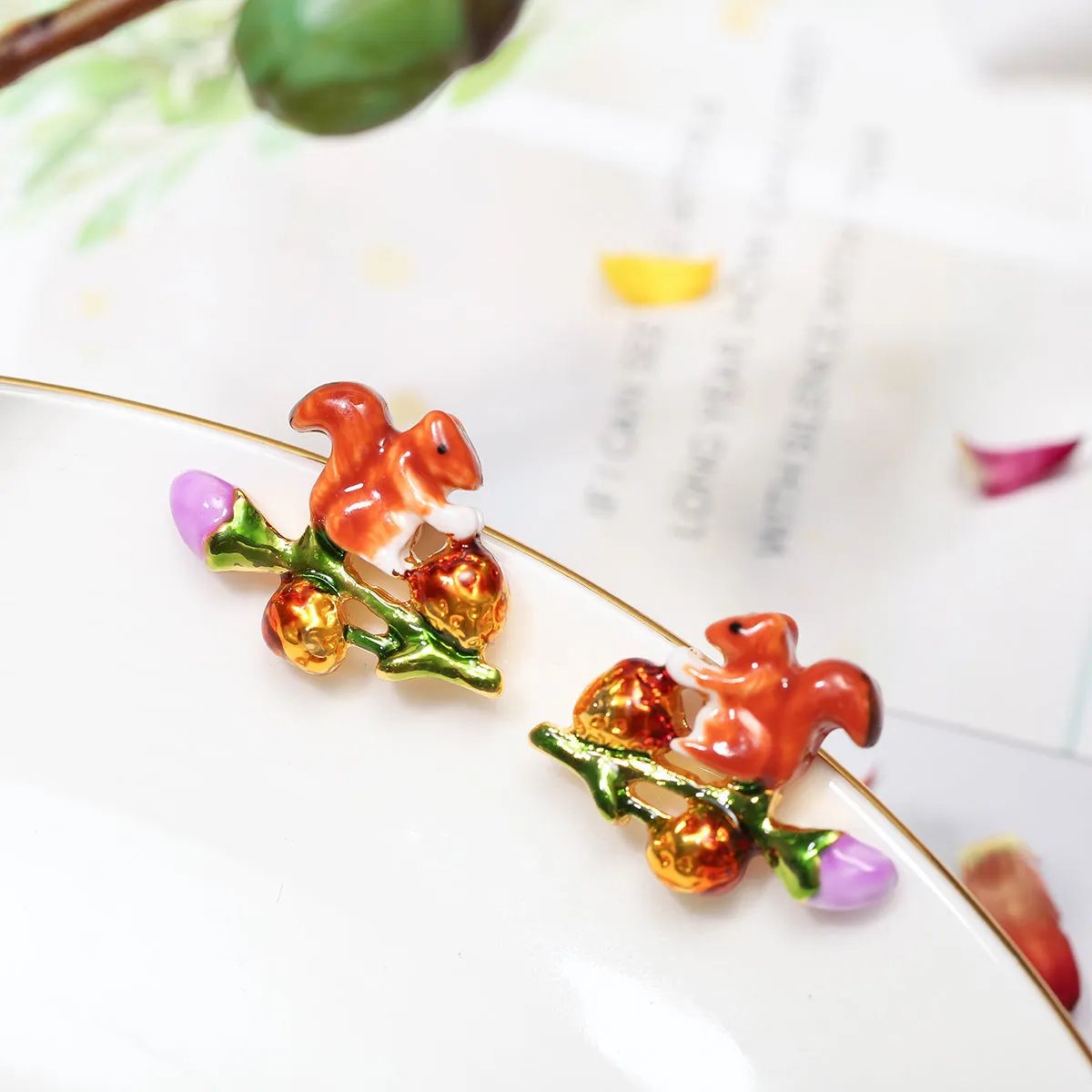 Squirrel Enamel Earrings sold by Selenichast product image thumbnail 5