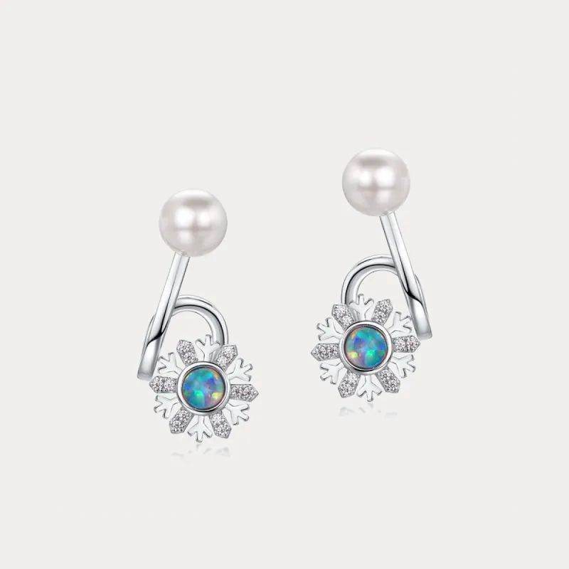 Opal Snowflake Pearl Earrings made by Selenichast