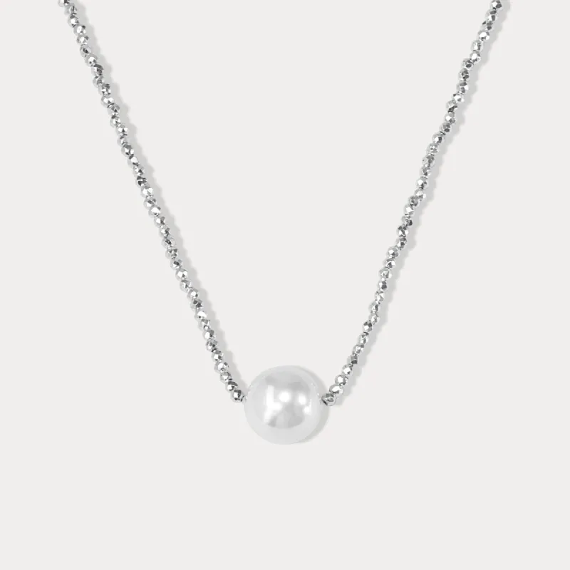 Single Pearl Silver Necklace sold by Selenichast