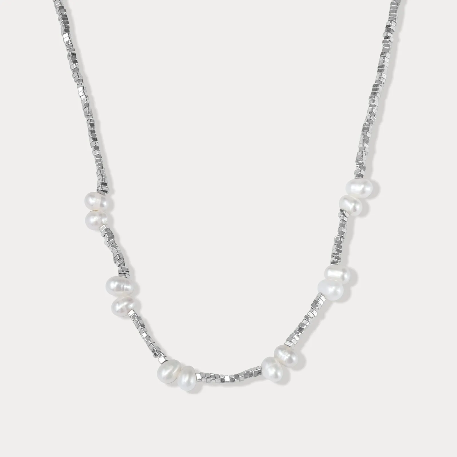 Silver Pearl Necklace sold by Selenichast
