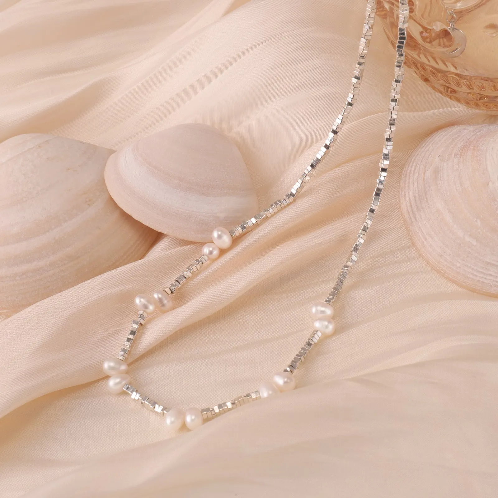 Silver Pearl Necklace sold by Selenichast product image thumbnail 3