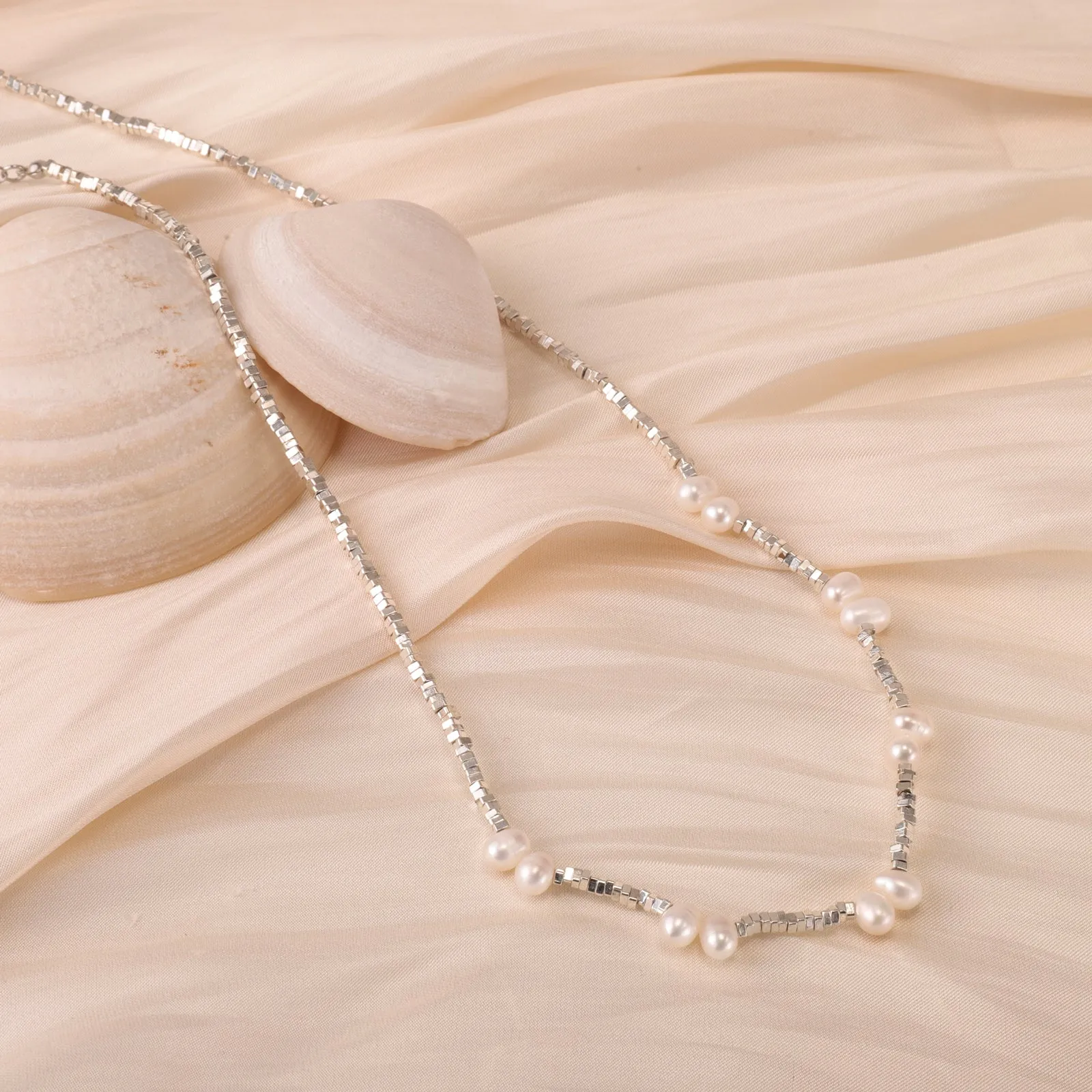 Silver Pearl Necklace sold by Selenichast product image thumbnail 2