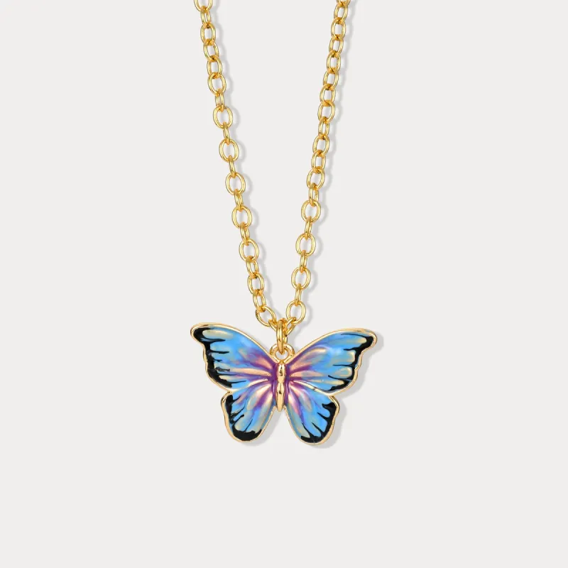 Bluish Violet Butterfly Necklace sold by Selenichast