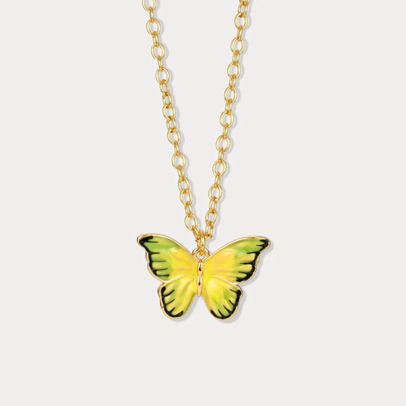 Yellow Butterfly Necklace sold by Selenichast