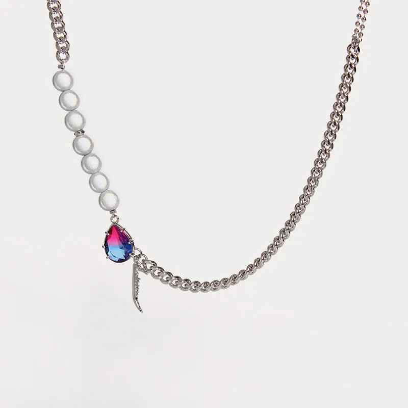 Fishbone Gem Pearl Necklace sold by Selenichast