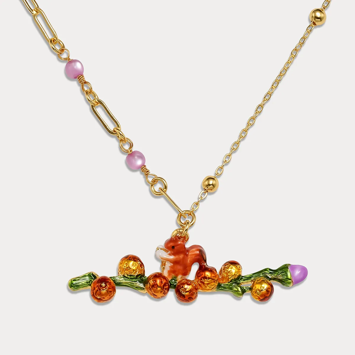 Squirrel Enamel Necklace sold by Selenichast