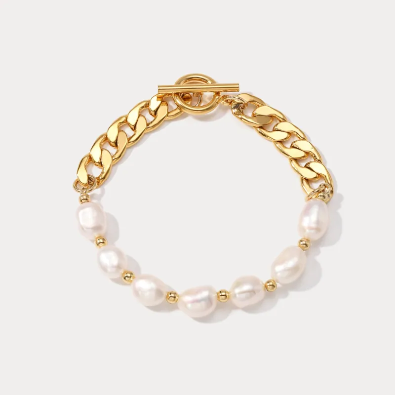 Brass Pearl Bracelet sold by Selenichast
