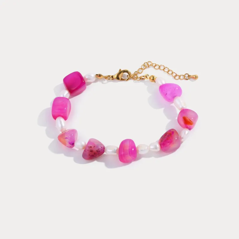 Pink Agate Stone Bracelet sold by Selenichast