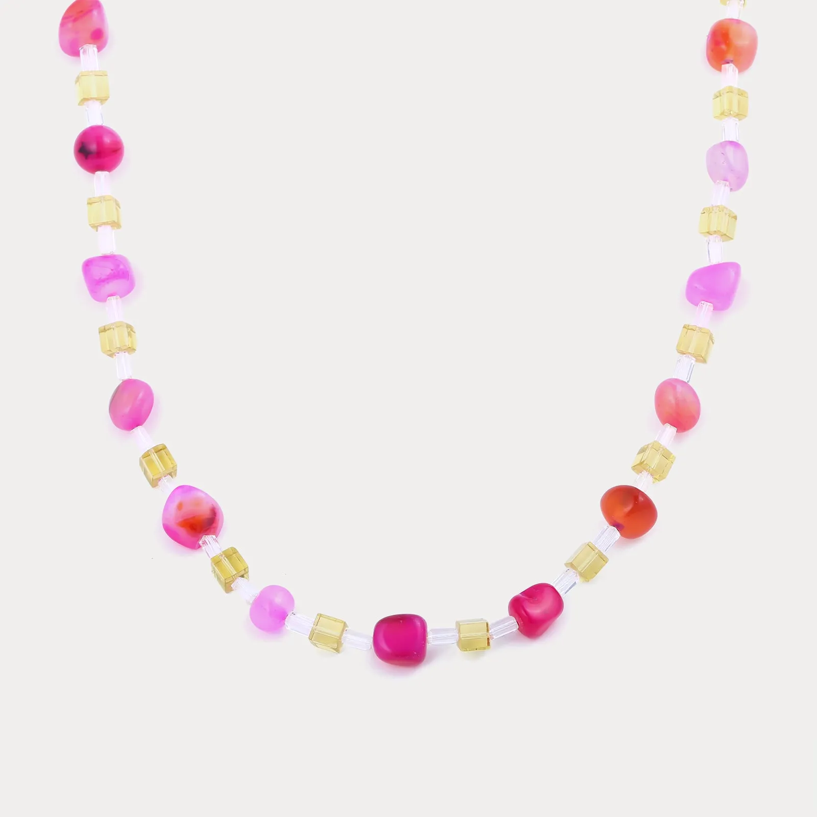 Pink Agate Stone Necklace sold by Selenichast