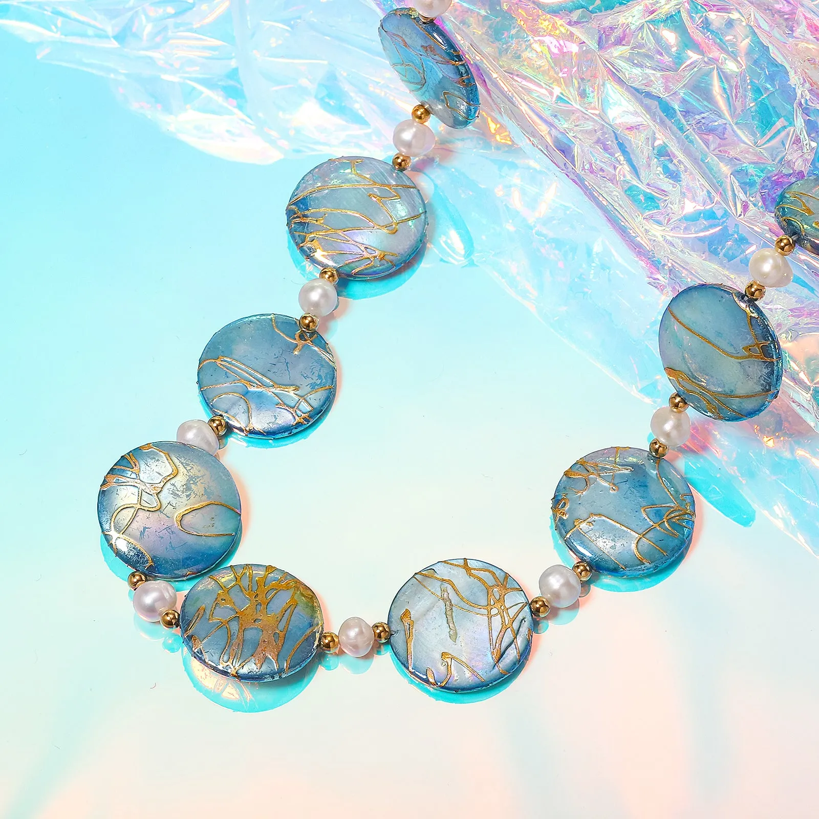 Blue Sea Shell Necklace sold by Selenichast