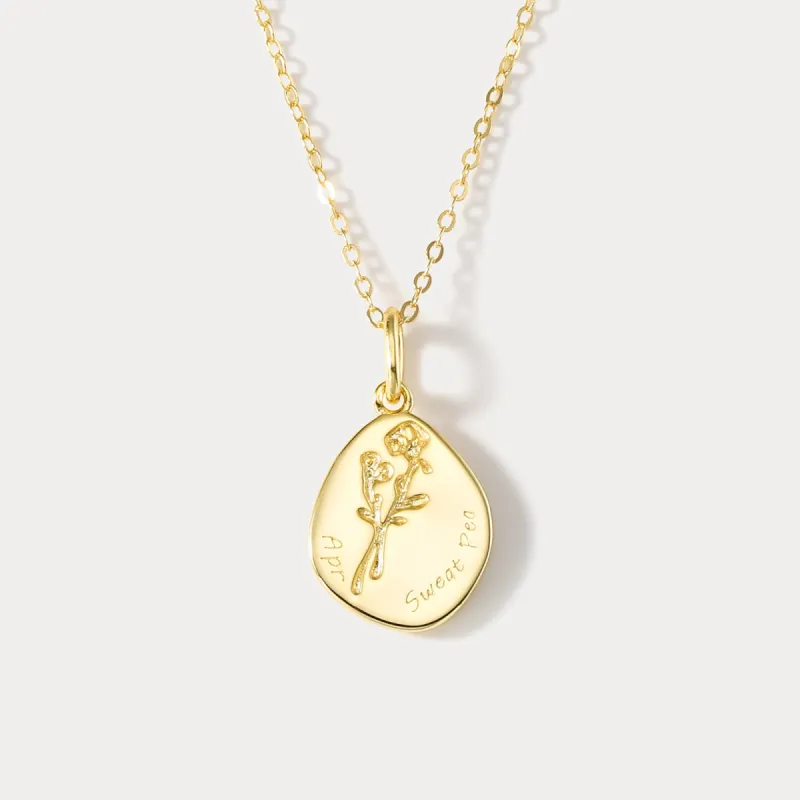 Silver Sweat Pea Birth Flower Necklace-April sold by Selenichast