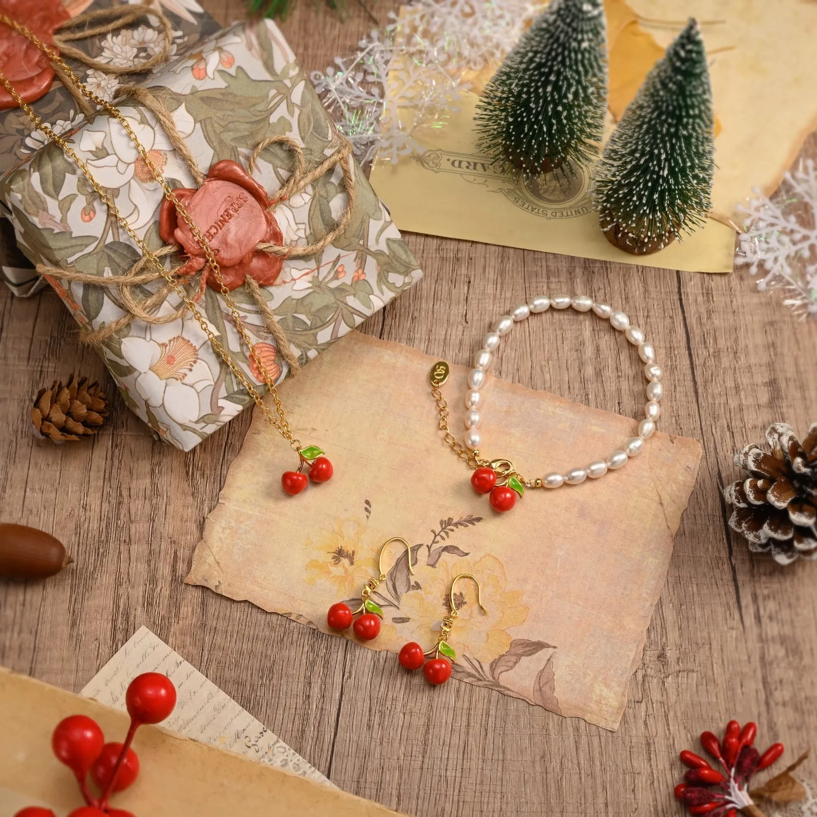 Cherry Jewelry Set with Gift Wrapping sold by Selenichast