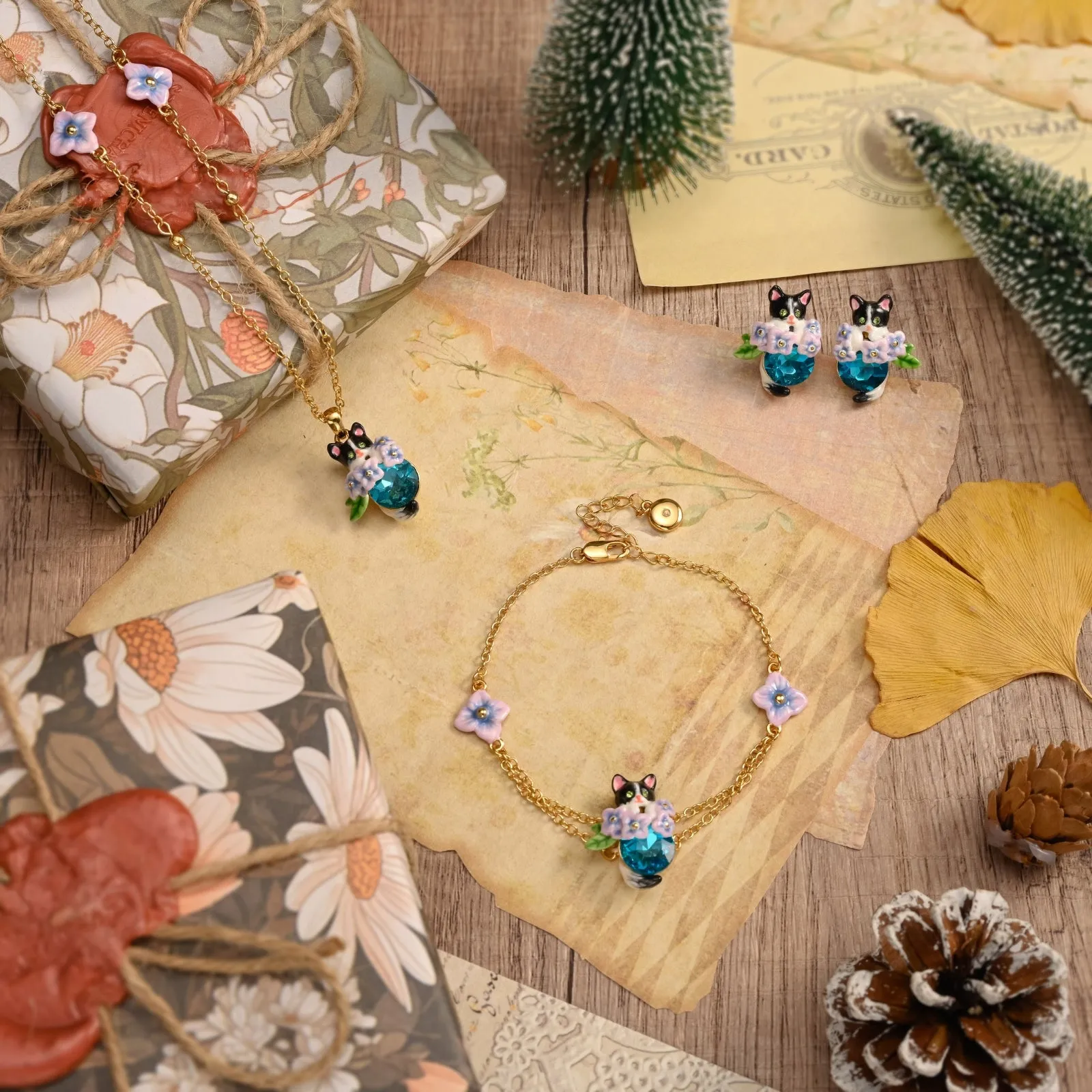 Cat Jewelry Set with Gift Wrapping sold by Selenichast