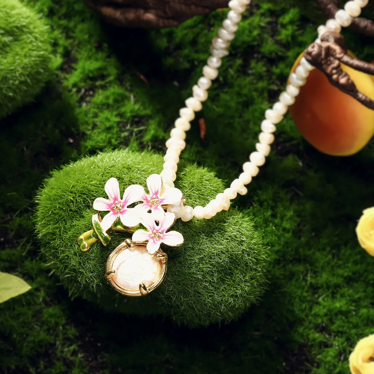 Pear Flower Enamel Necklace sold by Selenichast product image thumbnail 3