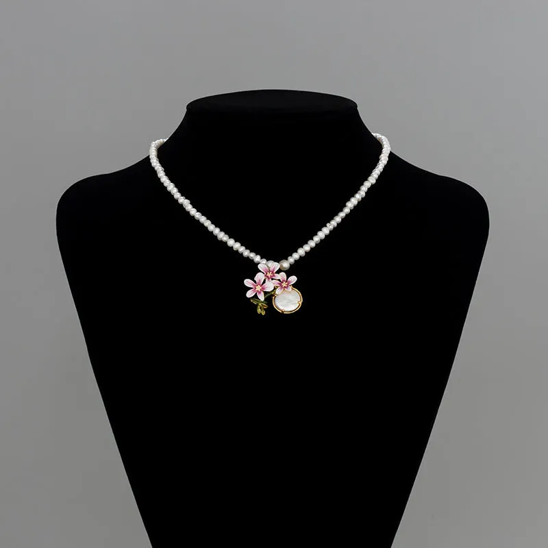 Pear Flower Enamel Necklace sold by Selenichast product image thumbnail 4