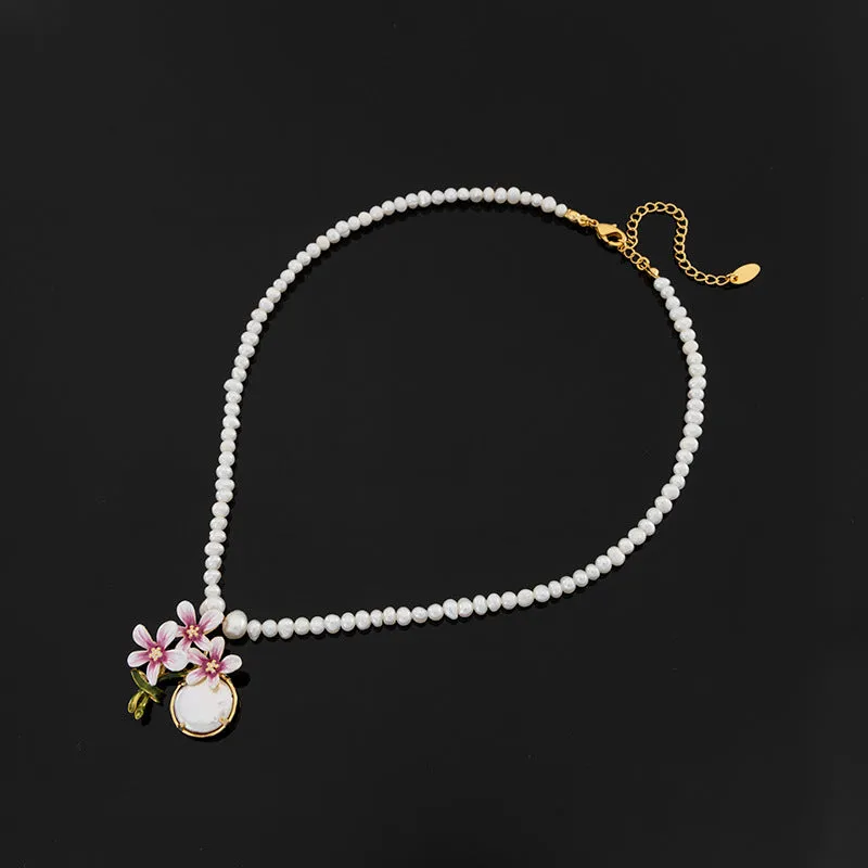 Pear Flower Enamel Necklace sold by Selenichast product image thumbnail 5