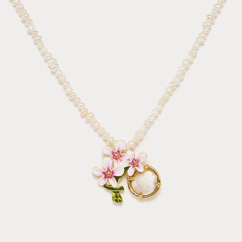 Pear Flower Enamel Necklace sold by Selenichast