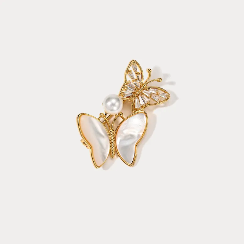 White Butterfly Shell Brooch sold by Selenichast