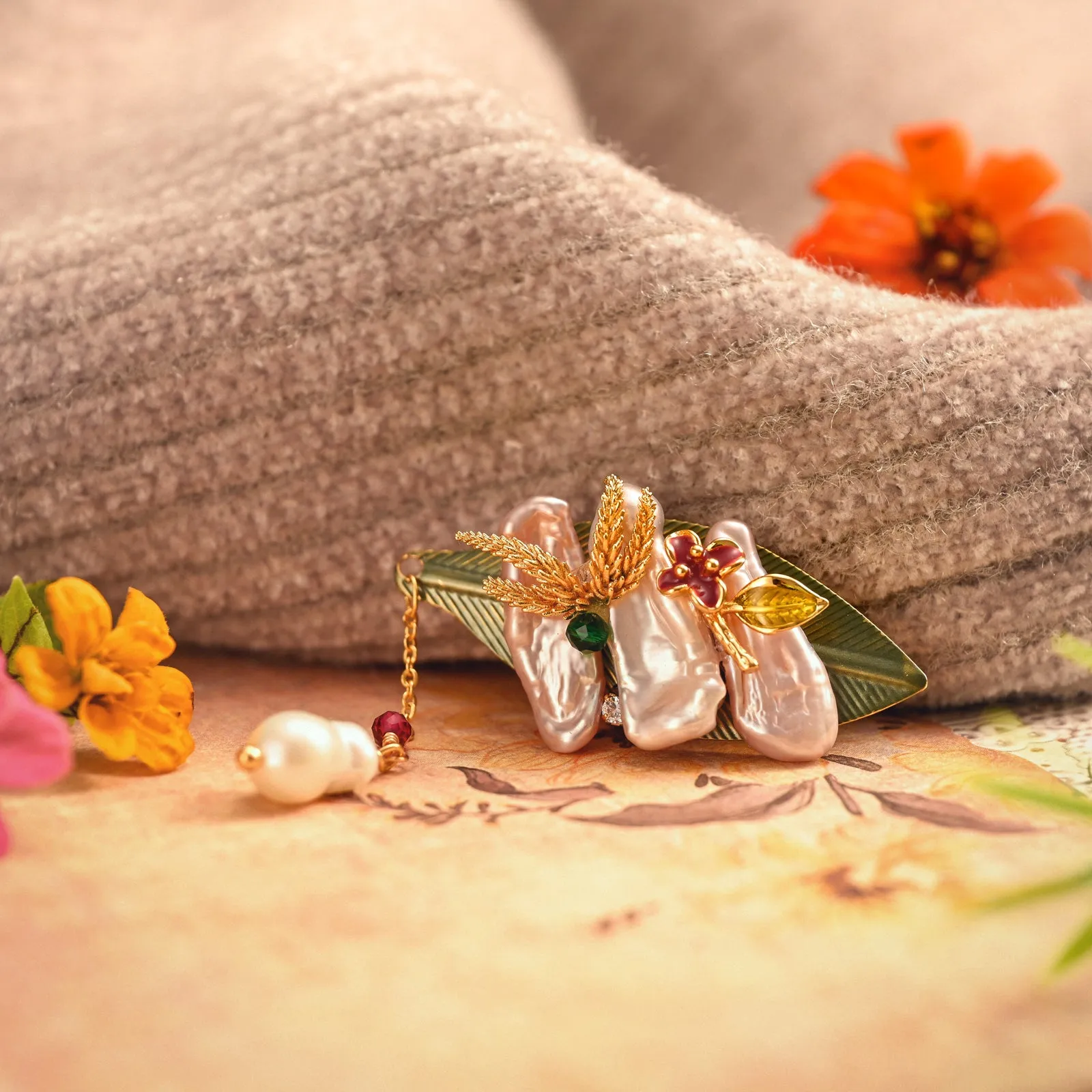 Baroque Pearl Brooch sold by Selenichast product image thumbnail 3